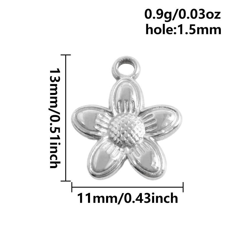 5pcs Kawaii Charm Flower Star Crab Stainless Steel Pendants For Jewelry Making Supplies Assorted Mini Charms In Bulk DIY Finding