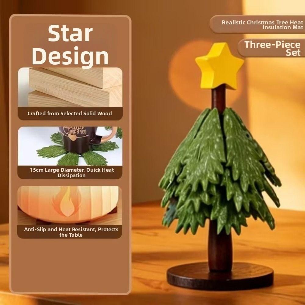 Heat Resistant Heat Insulation Coaster Creative Christmas Tree Table Mat Tabletop