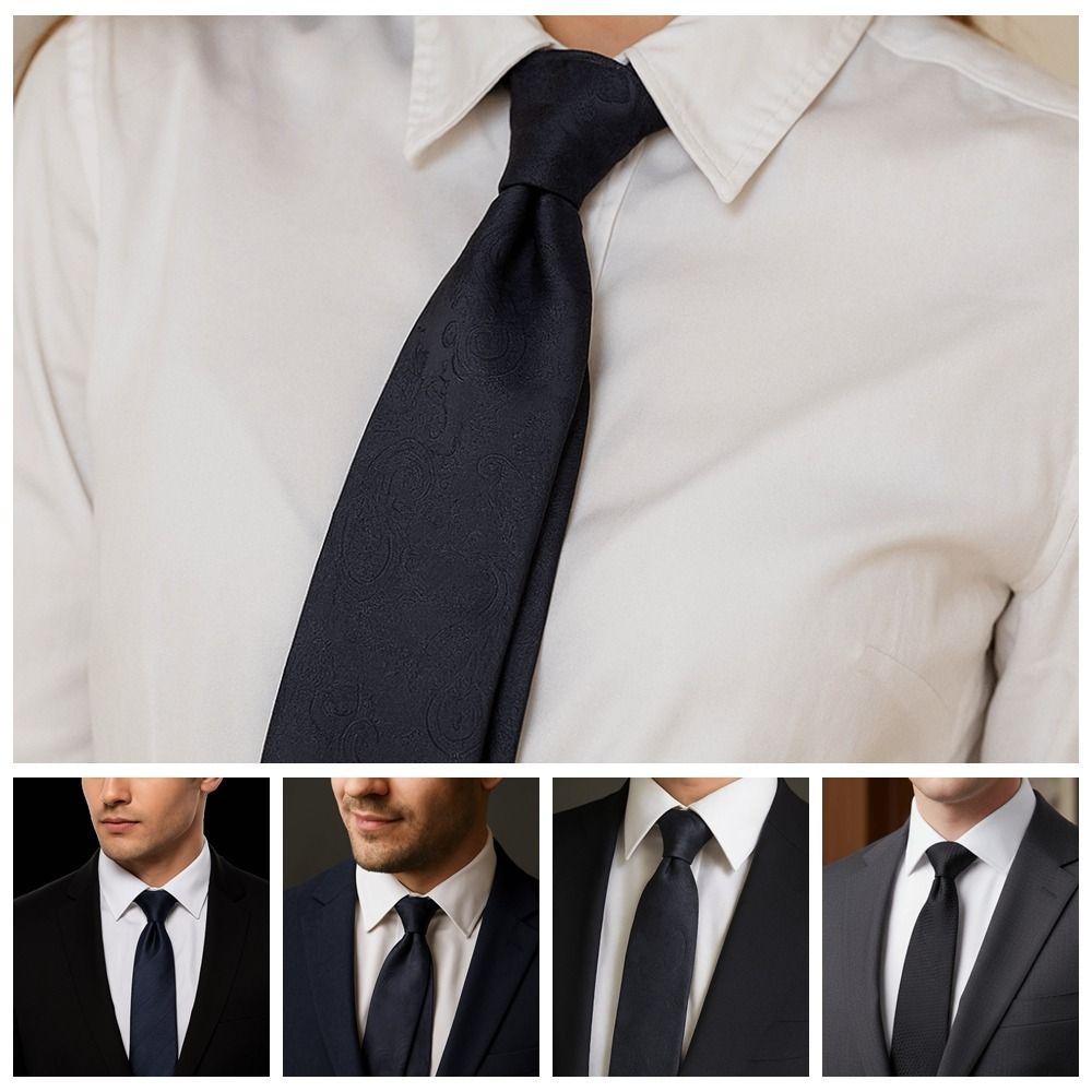 Stripes Men Necktie Floral Retro Cravat Simple Black Necktie  Shirt