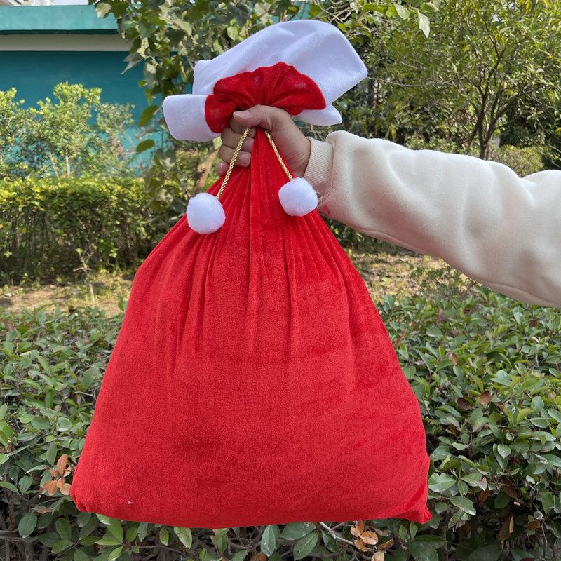 70x50cm Velvet Santa Gift Sack, Reusable Christmas Bags with Storage Rope,Holiday Santa Bag for Xmas Present Toys