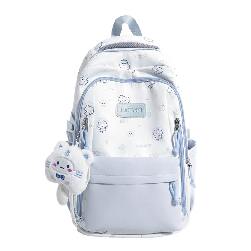 Color Block Cartoon Backpack Commuter Large Capacity Schoolbag Women's Lightweight Backpack