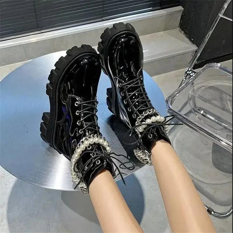 Fashion Booties Trend 2024 Black Elegant With Medium Heels Women's Ankle Boots Boot Chic Goth Pu On Offer Hot Fashion Female Short Shoes
