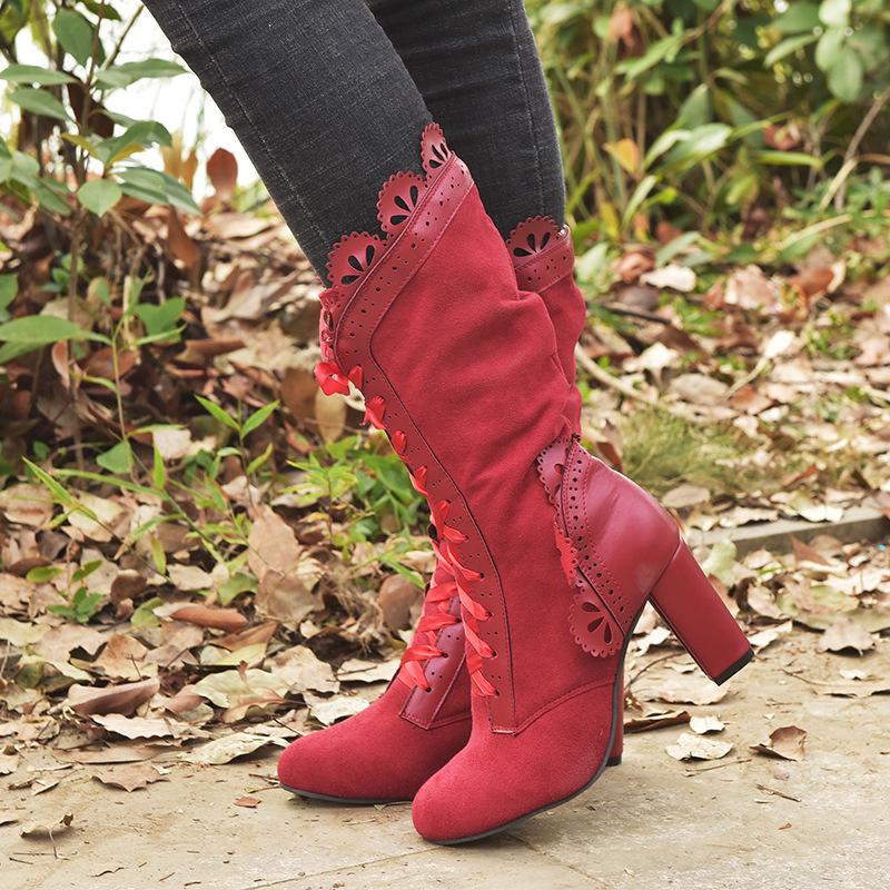 Women's high heels lace women's boots for autumn and winter 2026 Winter women's boots women's leather boots
