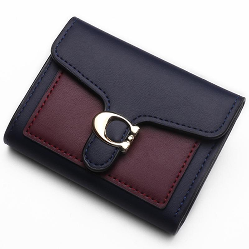 2024 Women's Short Color Block Foldable Wallet - Versatile, Fashionable, Compact Coin Purse with Snap Closure.