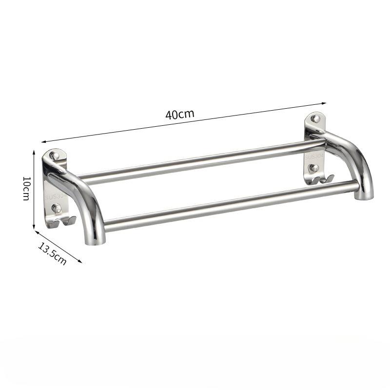 Stainless Steel Stainless Steel Double Towel Bar Wall Mounted Towel Rack Shelf Brushed Bathroom Towel Holder Accessories