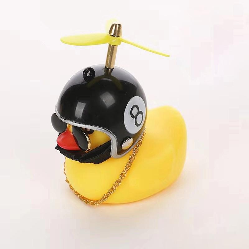 Car Broken Wind Small Yellow Duck With Helmet Airscrew Bicycle Moto With Straps Auto Pasted Accessories Interior Cycling Decor