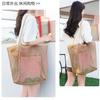 Mesh Beach Tote Bag Large Capacity Women Shoulder Bag Anti-Sand Net Shopping Bag with Zipper Pocket Lightweight Summer Travel Handbag