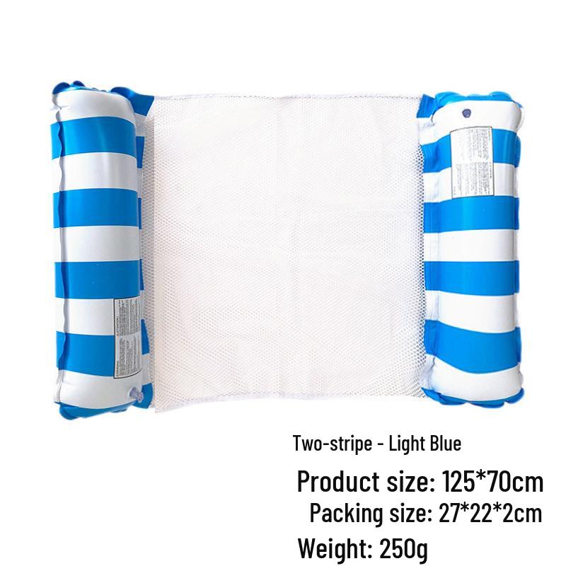 Inflatable PVC Float Recliner: Foldable Striped Swimming Bed