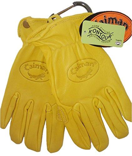 Caiman Leather Gloves Driver/Work/Motorcycle Gold Sheep Grain (XL)