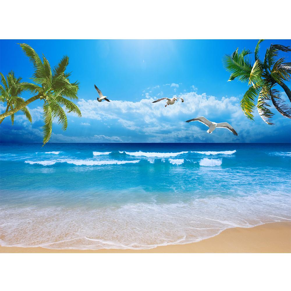 Sea Coconut Tree Wallpaper 3d Beach Wall Mural Ocean Beach Wallpapers Home Decor