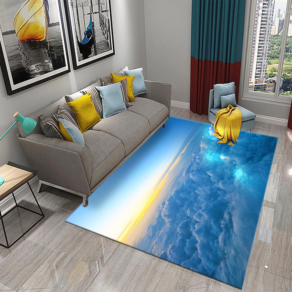 Cloud Carpet Blue Sky White Clouds Rainbow Rugs Doormat Anti Slip Floor Carpet Bathroom Kitchen Rugs Bathroom Living Room Decor