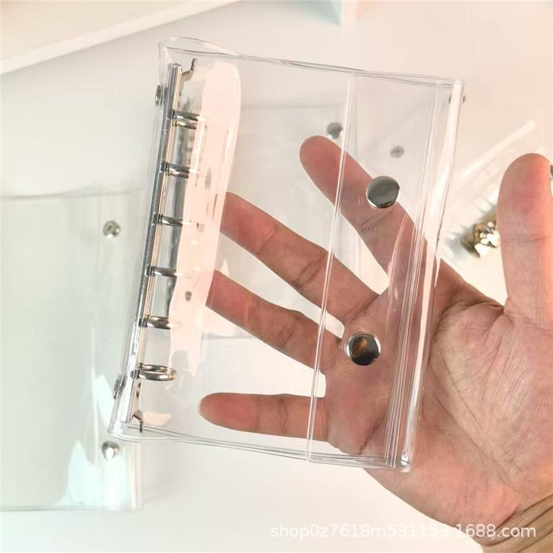 A7 Double Buckle Transparent PVC Photo Album with 6-Hole Loose-Leaf Design