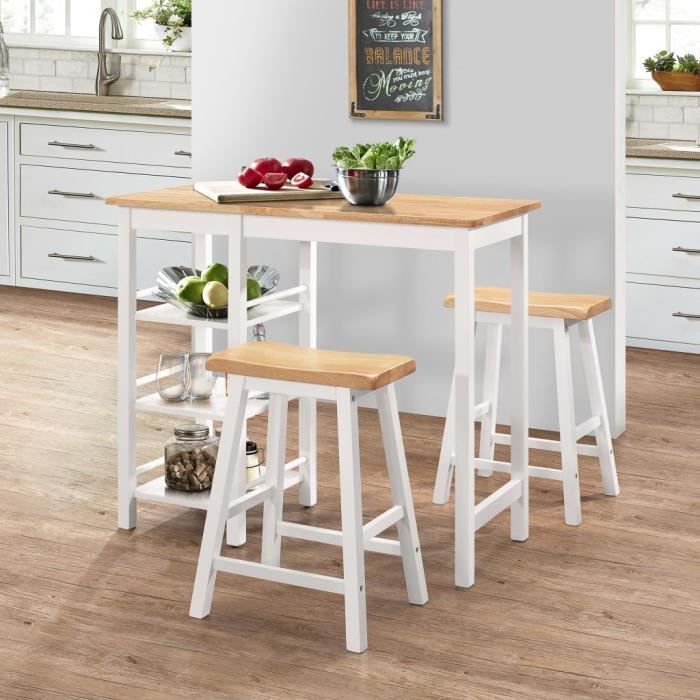 Ensemble de bar - vidaXL - 3 pcs - MDF - Blanc - 2 places - Rectangulaire