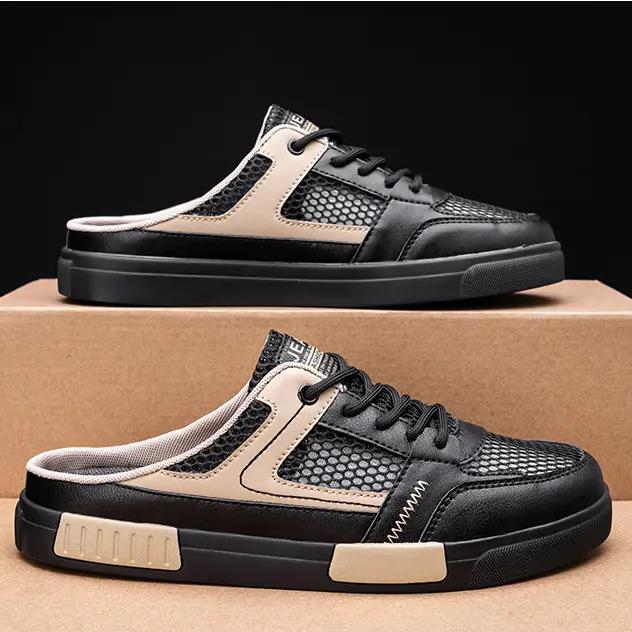 

Тапочки-полутапочки мужские летние дышащие полые сетчатые ленивые тапочки с одной педалью без каблука офисные тапочки большого размера для сумки на голову 47