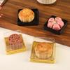 Mid-Autumn Festival Mooncake Box with Lid, Clear Cake Blister, Gold Plastic Tray