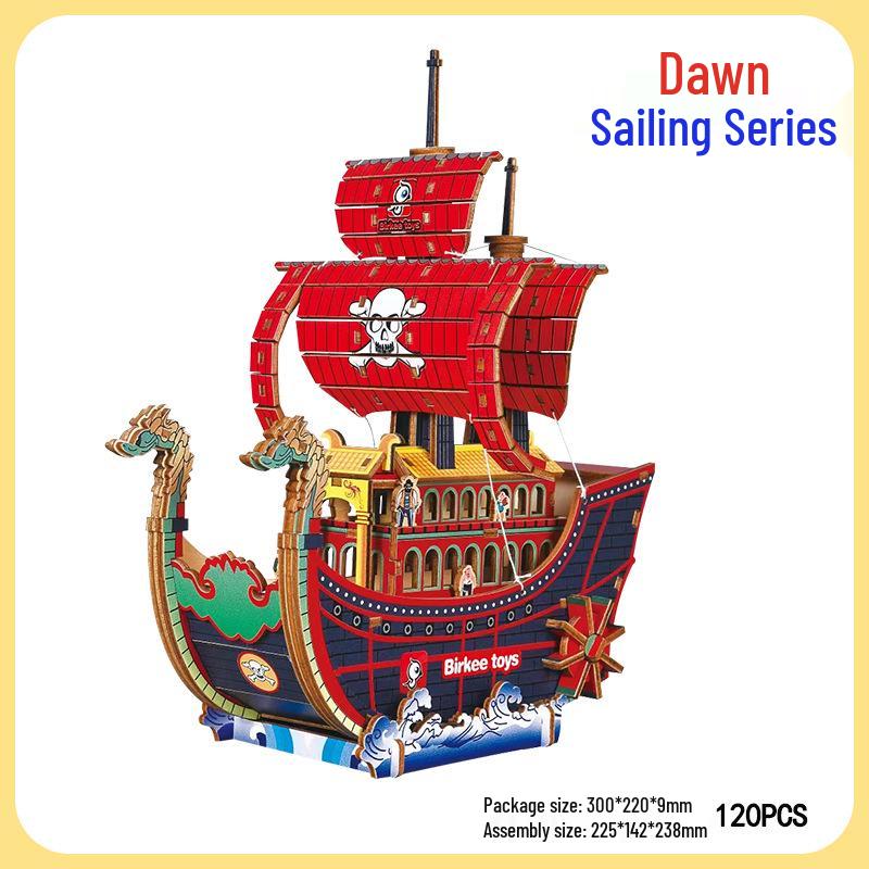 Dawn Wooden Sailing Ship 3D Puzzle Model - Student Handmade Activity Gift