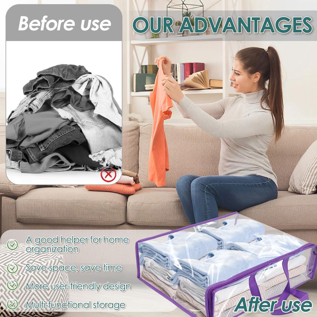 5Pcs Clothes Storage Bags PVC Waterproof Bed Sheet Bedding Dustproof Transparent Organizer Bag for Home Multipurpose Packing