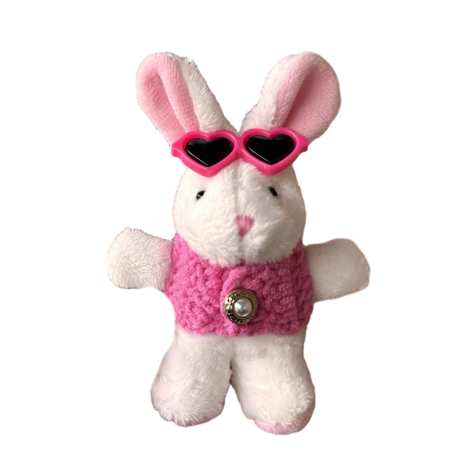 

Милый брелок в виде кролика в очках и свитере, плюшевая подвеска в виде животного, брелок для ключей, брелок в форме мультяшного кролика, украшение белый