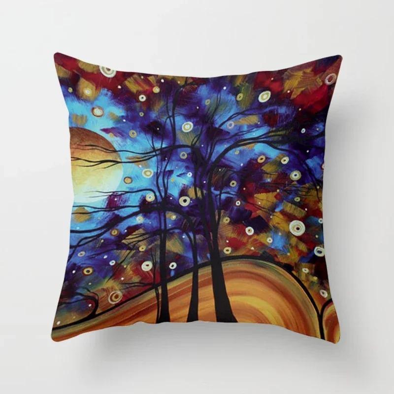 Abstraktes Baummalerei-Muster Dekorative Kissenhülle Auto Sofa Quadratische Kissenhülle