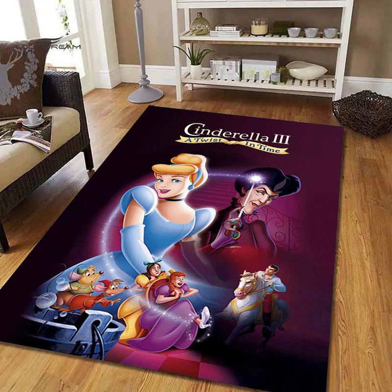 1pc Cinderella Pattern Area Rug Soft Flannel Floor Mat for Living Room,Office,Bedroom and Carpet,Sofa Coffee Table Floor Mat