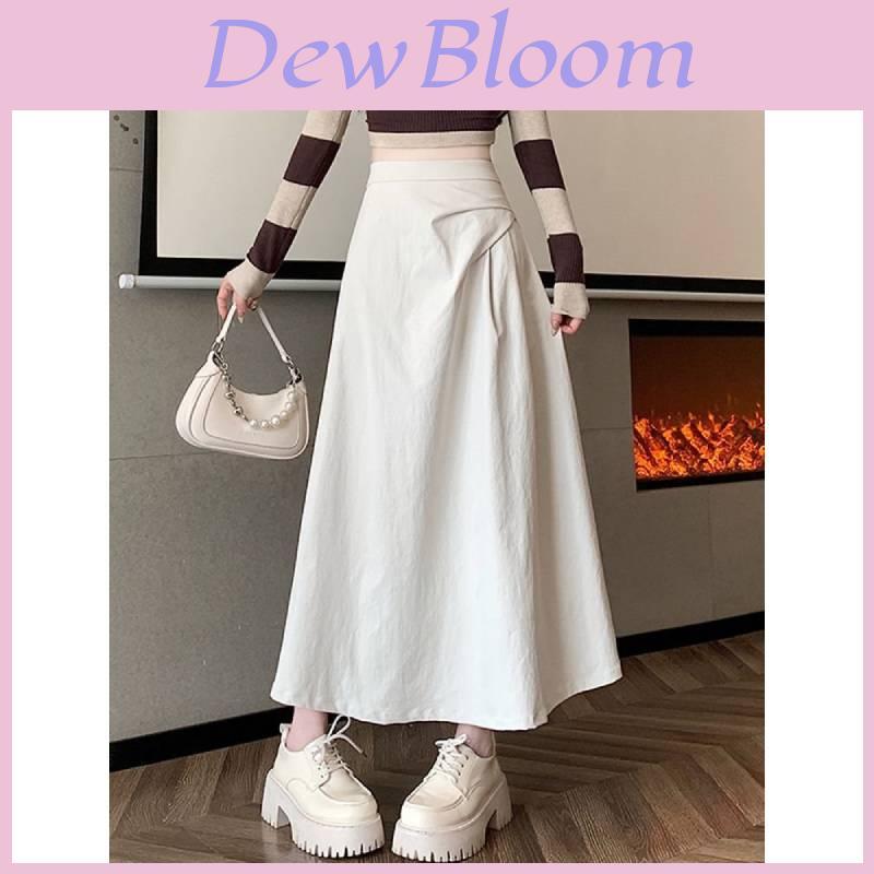Womens Black Irregular Hem Cotton Blend Midi Skirt For Autumn Winter Fashion