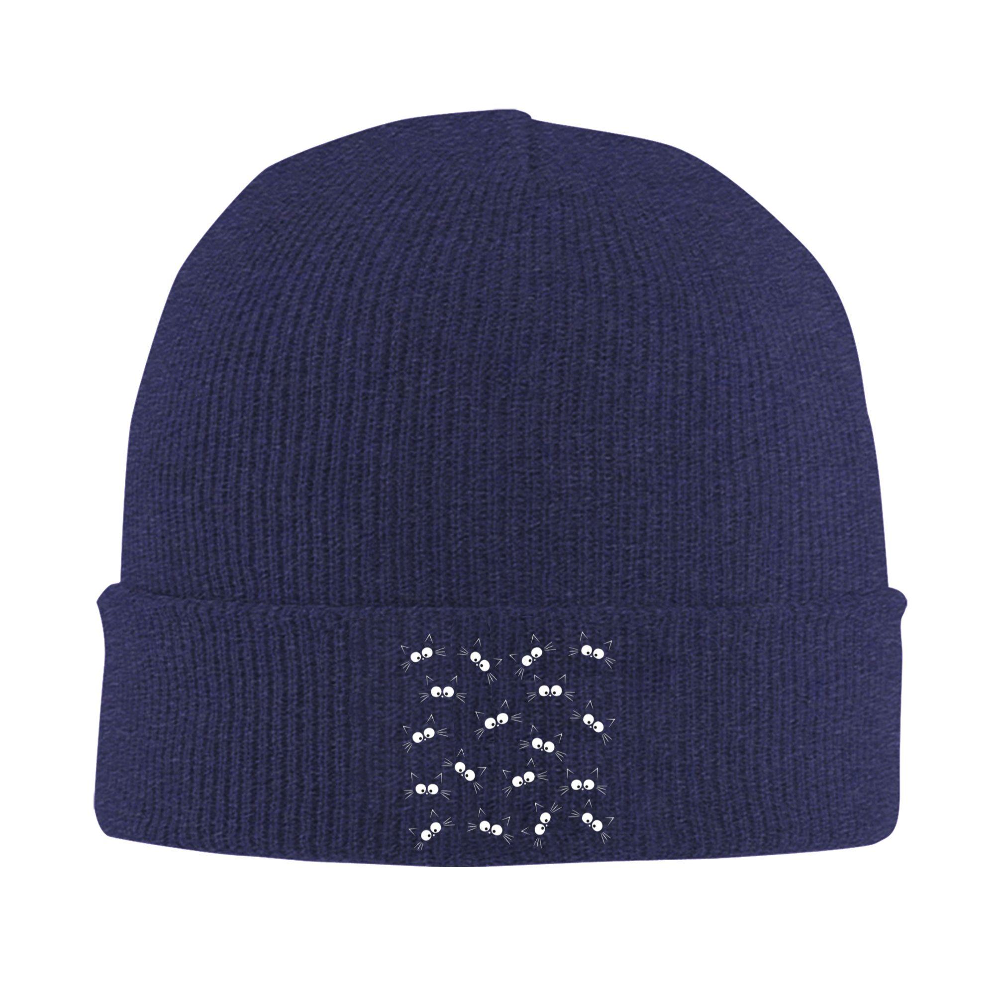 

Cute Black Cat Pattern Warm Knitted Cap Winter Knit Bonnet Hat Skullies Beanies Hip Hop Caps for Unisex One Size