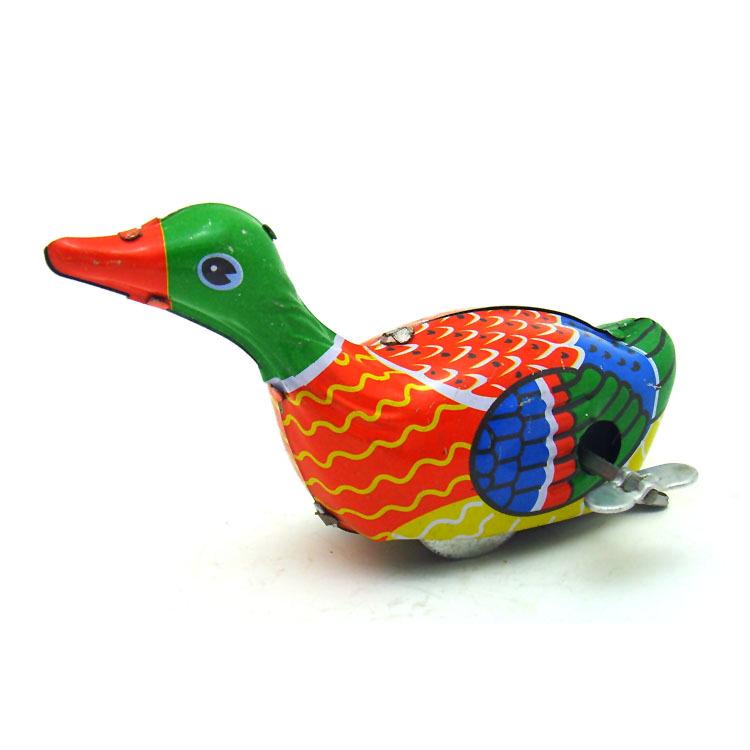 Nostalgic 80s Tin Wind-Up Swimming Duck Toy - Classic Gift MS042
