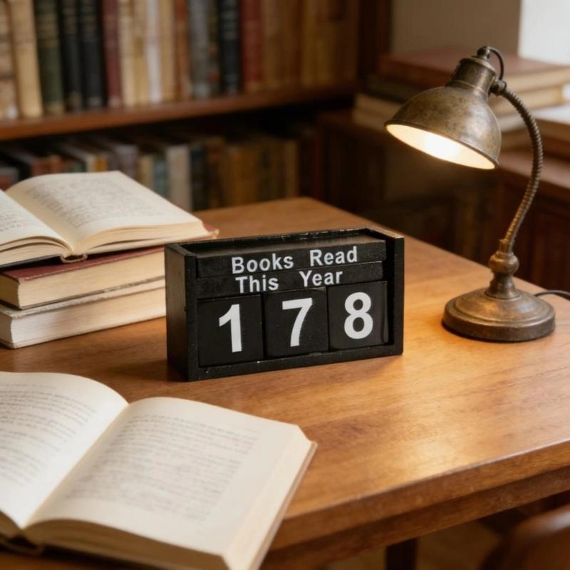 Wooden Books Read This Year Counter Sign for Tracking Reading Progress Numbered Desktop Ornament Book Enthusiasts Gift