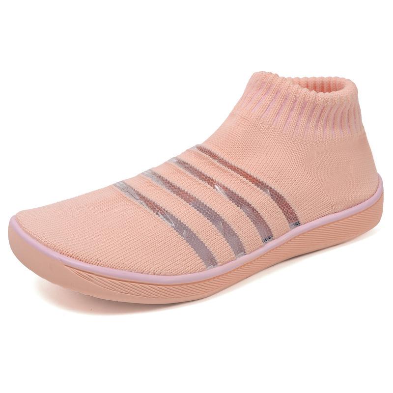 Casual socks, shoes, classmates, breathable elastic one-pedal, lazy running shoes, flying woven sports net shoes