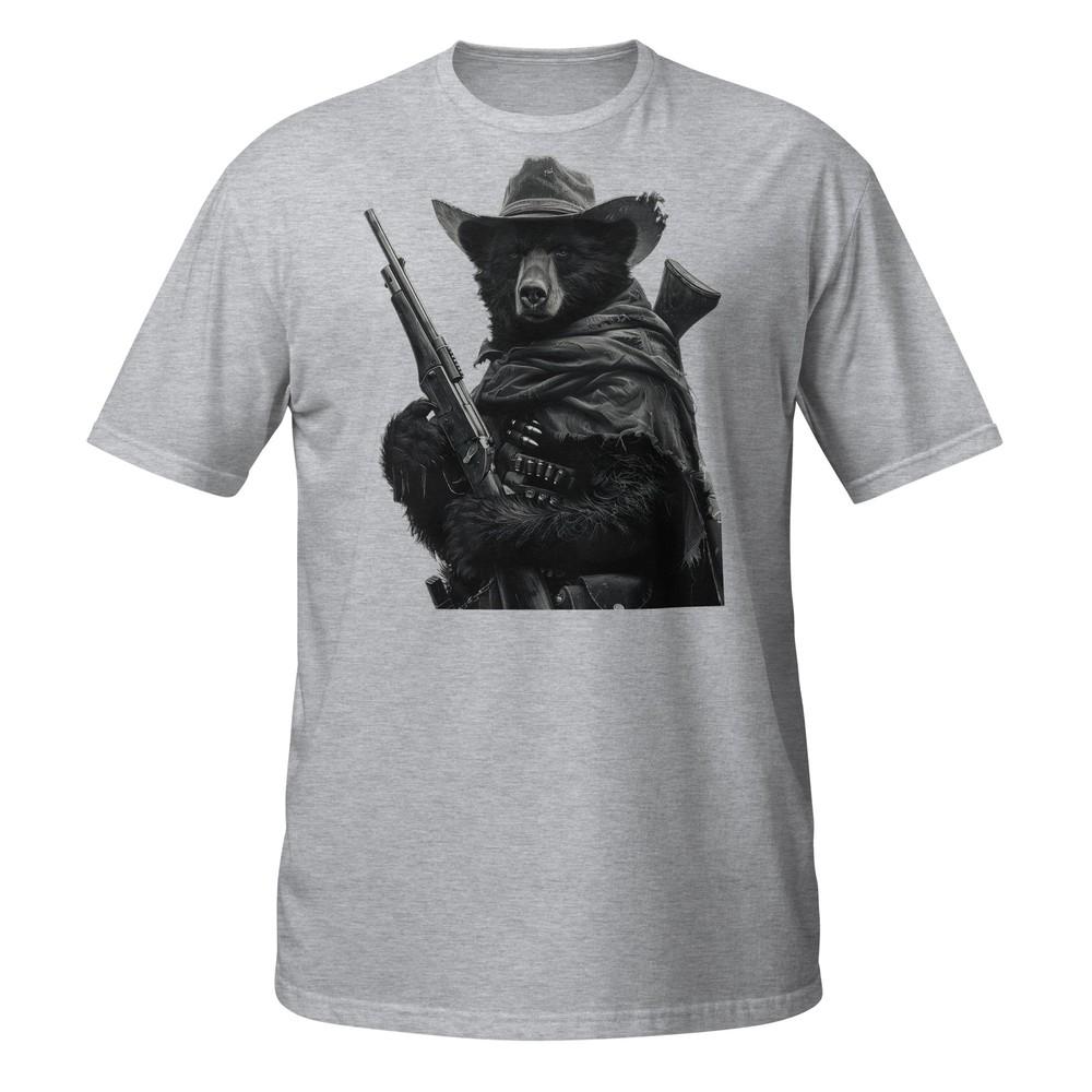 

Black White Cowboy Black Bear Rifle Unique Short-Sleeve Unisex Graphic T-Shirt 4XL