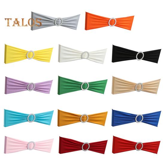 10 Pcs Chair Back Covers Solid Color with Round Buckle Elastic Reusable Seat Belt for Parties Weddings Celebrations Banquet Chairs Hotel Dining Chair