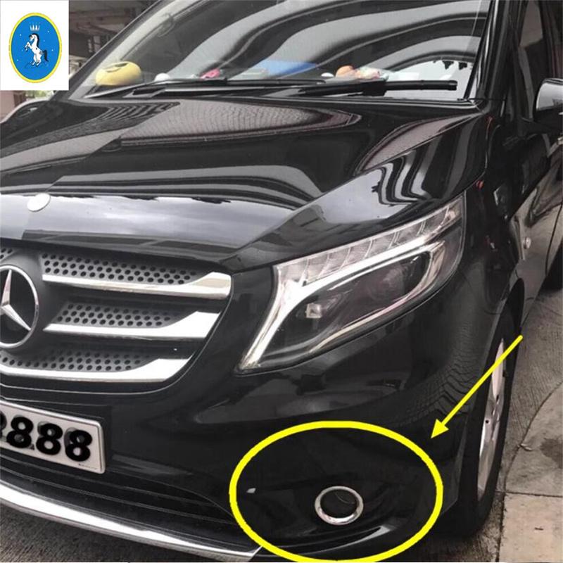 ABS Chrome Front Fog Light Lamp Ring Circle Frame Eyebrow Sticker Cover Trim Accessories For Mercedes-Benz Vito W447 2017 -