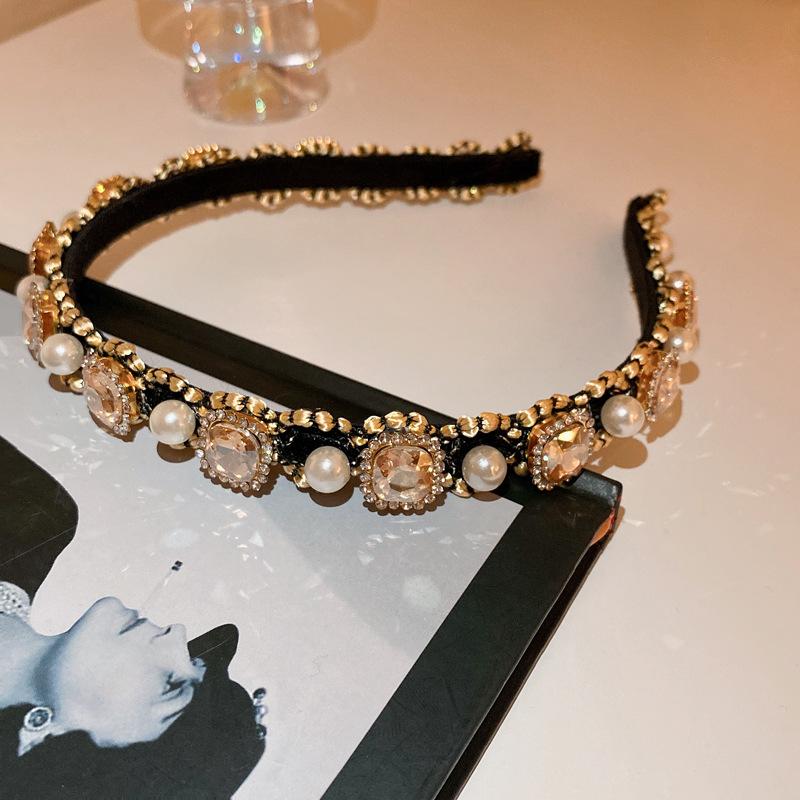 

Роскошные Блестящие Полностью Стразовые Повязки на Голову Имитация Жемчуга Ободки для Волос Головные Уборы для Женщин Вечеринка Свадьба Аксессуары для Волос Ювелирные Изделия One size золотой