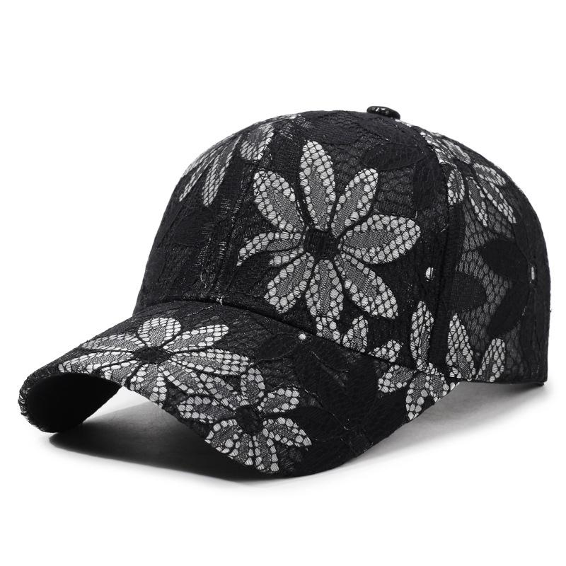 Atmungsaktive Baseballkappe mit Blumenmuster Verstellbare Schirmmütze Leichtes Netzdesign Sonnenschutz Kopfbedeckung für Sport im Freien