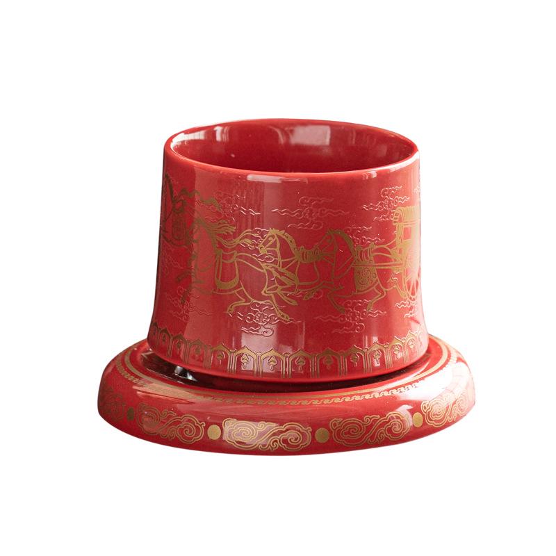 New Arrival: Red Festive Palace Museum Fu Tea Cup Gift Box for CCTV Spring Festival Gala Season