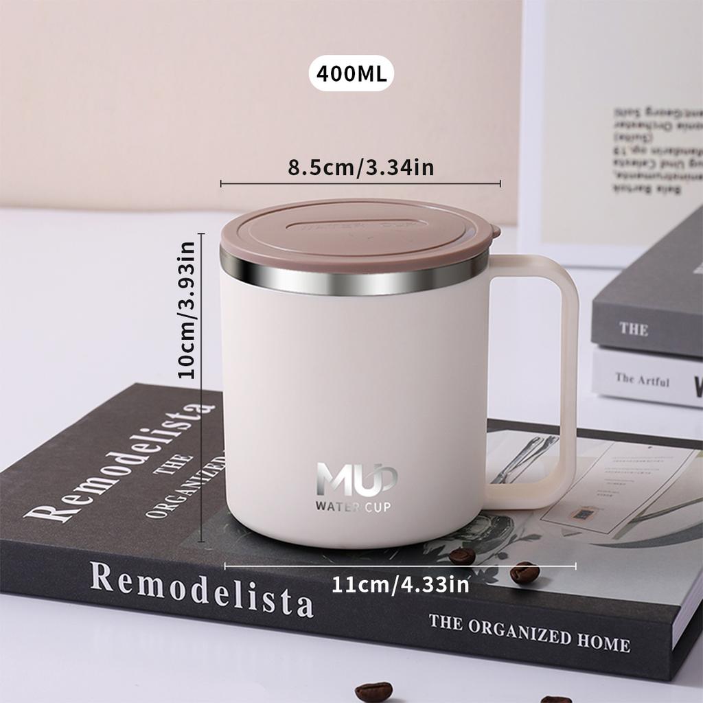 400ML Portable Insulated Mug 304 Stainless Steel Coffee Cup With Handle Cold And Hot Resistant Drinking Cup For Student Adult