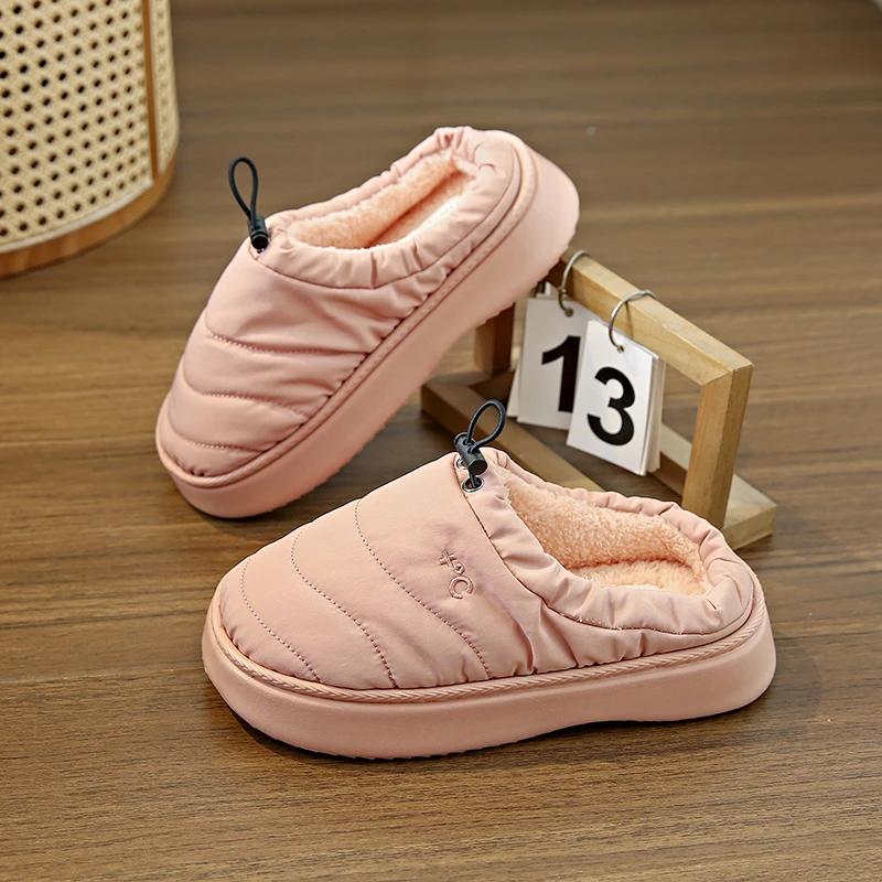 

Модные женские хлопковые тапочки с круглым носком, легкая зимняя обувь, женские уличные нескользящие, теплые и удобные хлопковые тапочки 40-41 розовый