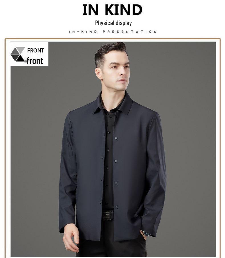 Men's Seamless Jacket for Autumn/Winter 2025: High-End Business Casual Outerwear for Middle-Aged and Elderly.