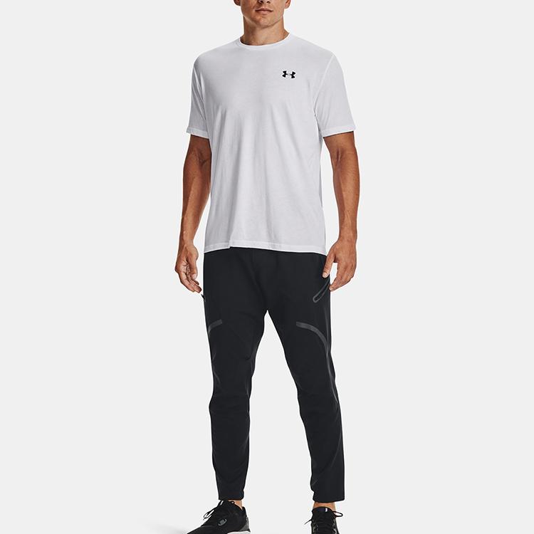 Under Armour Solid Color Round Neck Pullover Breathable Printed Short Sleeve T-Shirt Men Tops White 1370951-100