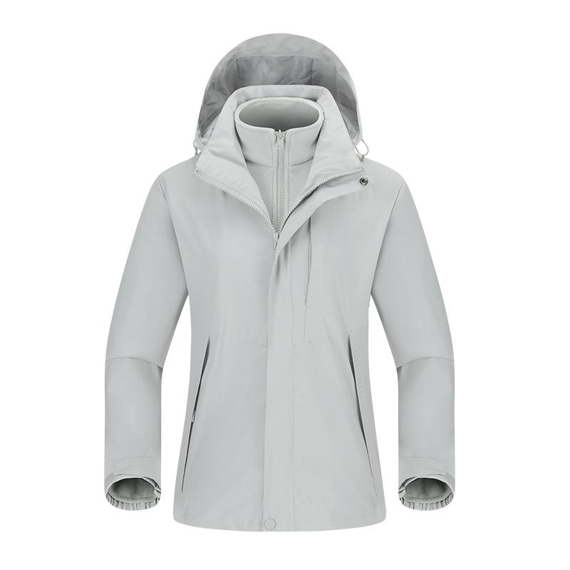 Silver Fox Velvet Liner Three-in-one Jacket for Men and Women Outdoor Windproof Waterproof Camping Warm Two-piece Jacket