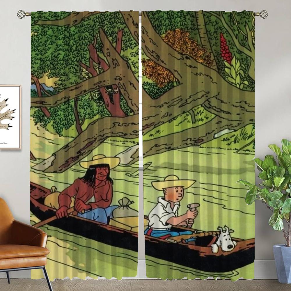 Tin-tines Blackout Curtain for Room 2 Panel Elegant Room Curtains Partition Shades Home Interior Curtains Halloween Decoration