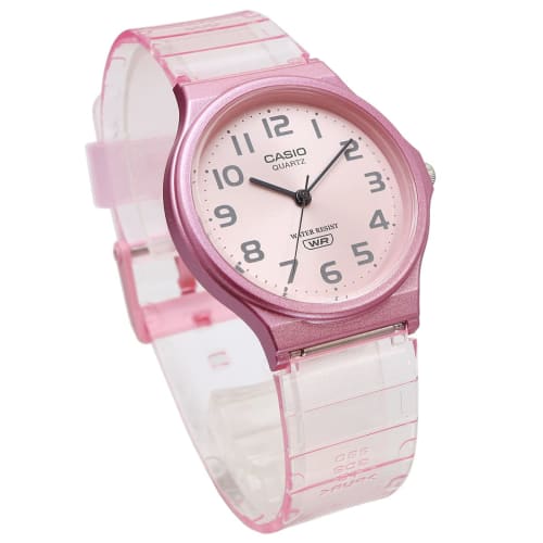 Casio Casio Standard Cheap Casio Pop Women's Quartz Analog Watch with 3 Hands, Resin, Pink Skeleton, MQ-24S-4B