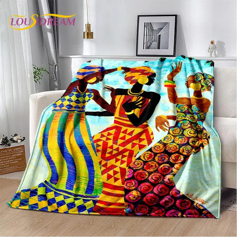 Classics Cartoon Africa Ethiopian Painting Art Blanket,Soft Throw Blanket for Home Bedroom Bed Sofa Picnic Office Travel Cover