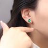 S925 Sterling Silver Green Chalcedony Egg-Shaped Earrings - Elegant, Retro, Versatile Women's Accessories for Mother's Day.