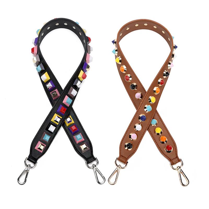 90cm Bunte Nieten Leder Taschengurt Crossbody Schultergurte Handtaschengriff Ersatz Damen DIY Geldbörsen Zubehör