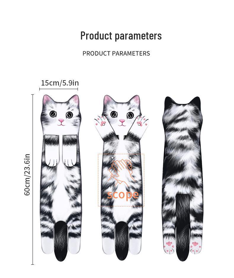 Ultra-Absorbent Cartoon Cat Hand Towel: Double-Layer Microfiber Hanging Cloth