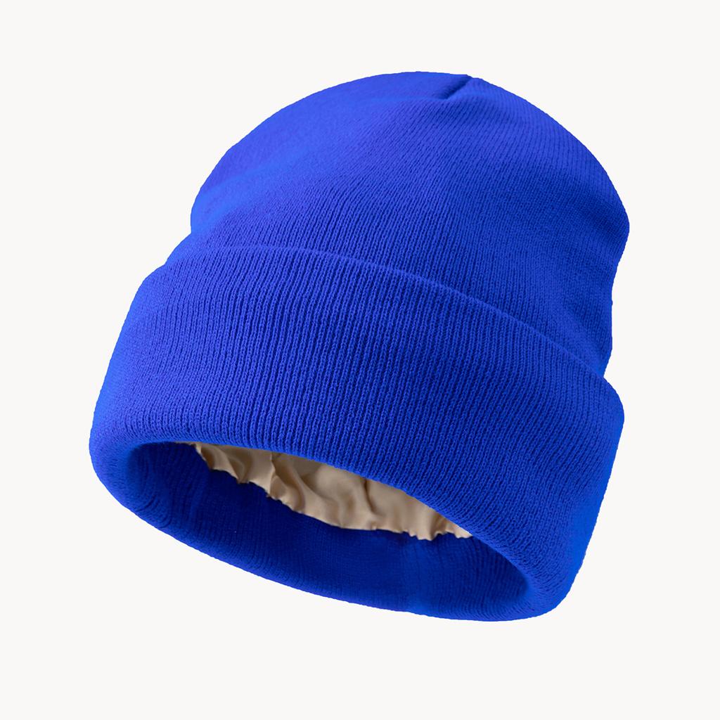Satin Lined Anti Static Beanie for Women Winter No Static 2 Layer Knitted Hat Silk Satin Bonnet Hair Cover Sleep Cap SkiSkullies