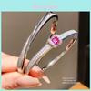 Geometric Zircon Round Fashion Bracelet With Silver Finish For Casual Wear And Gift