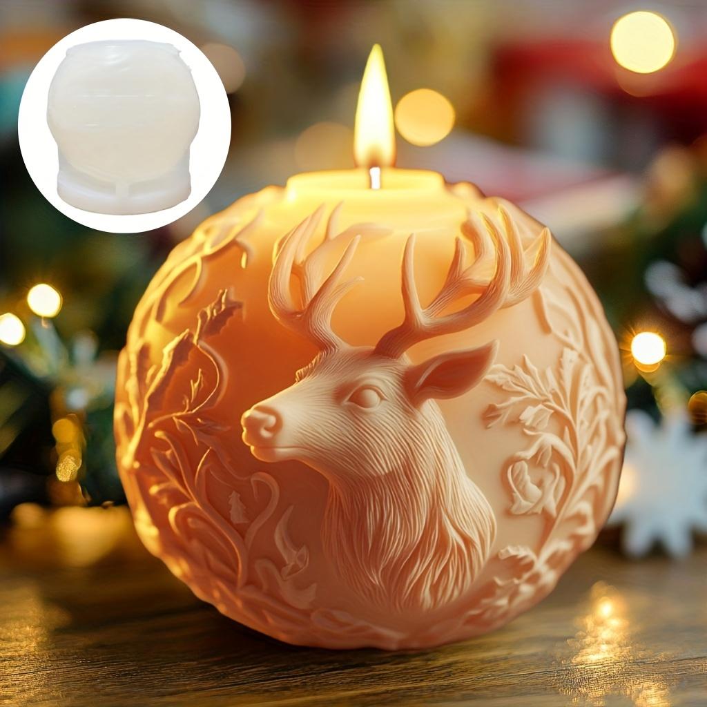 Moose Head Spherical Scented Candle Silicone Mold Reindeer Head Spherical Candle Mould Moose Resin Plaster Molds Christmas gift