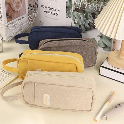 Large Capacity Pen Bag Middle School High School Multi-functional Simple Solid Color Pencil Case Storage Bag Pencil Bag